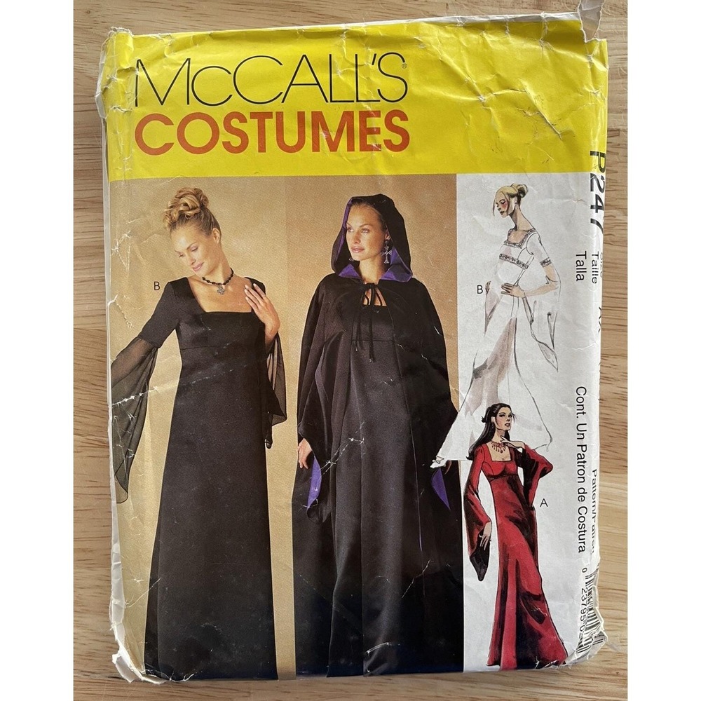McCall's Costumes Pattern P247 Women's Lined Gown and‎ Cape Size AX (4-8) Uncut